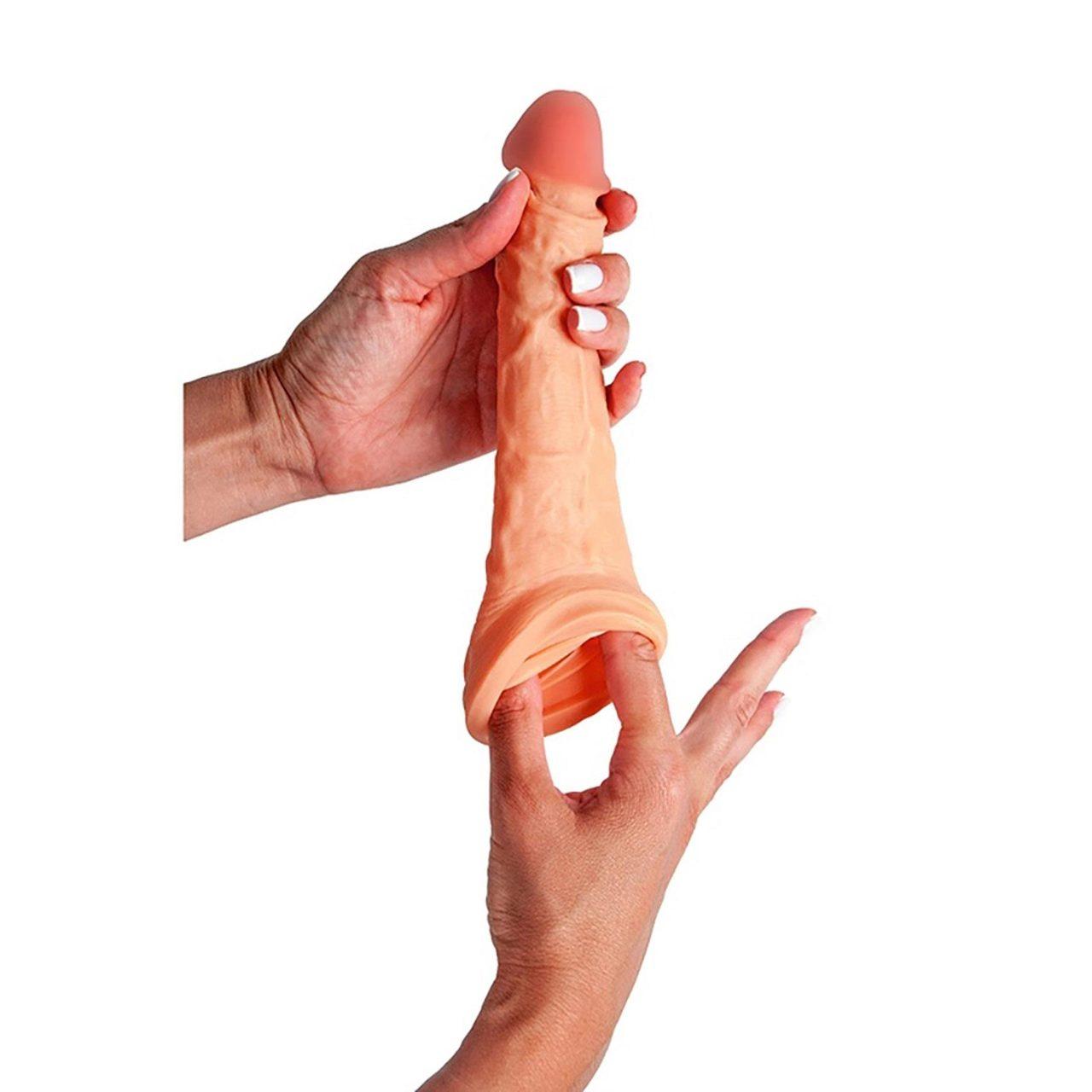 Nakładka przedłużająca 21 cm z paskiem na jądra TPE | +6 cm długości