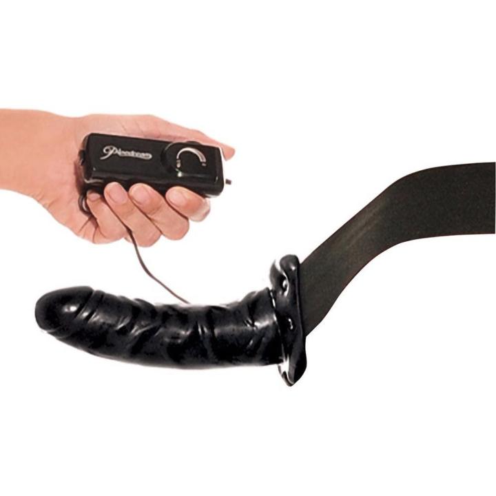 Wibrująca proteza strap-on hollow 17 cm z uprzężą i pilotem
