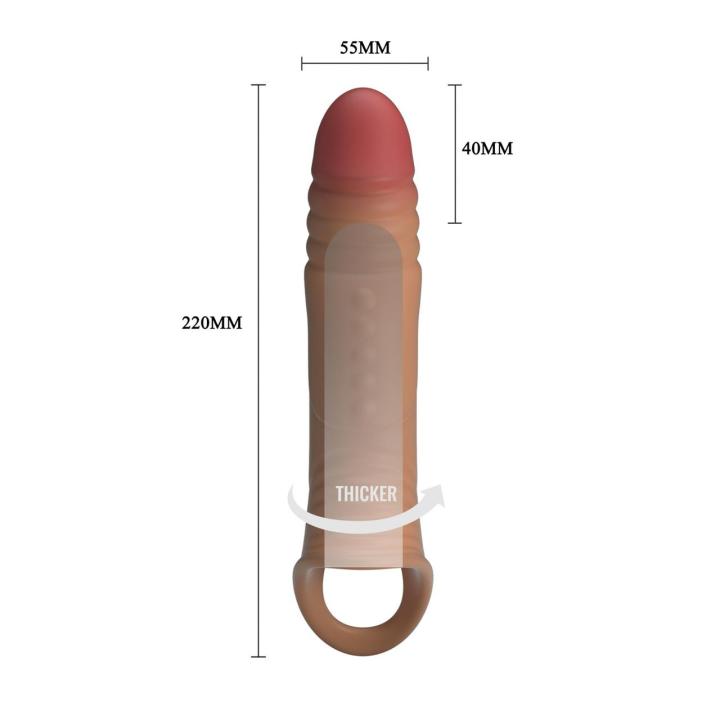 Nakładka na penisa 22,1 cm z wibracjami i paskiem