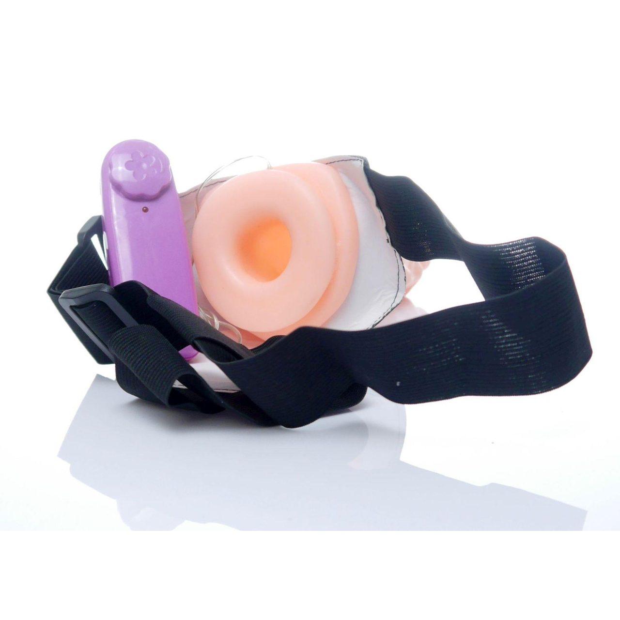 Miękka proteza strap-on hollow z wibracją unisex | Loris.pl