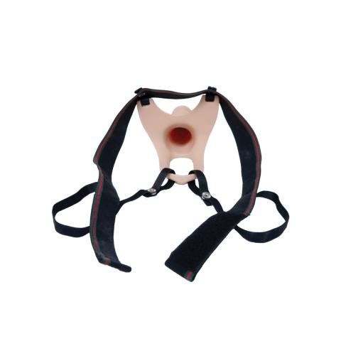 Silikonowa proteza strap-on hollow z pasem na rzep