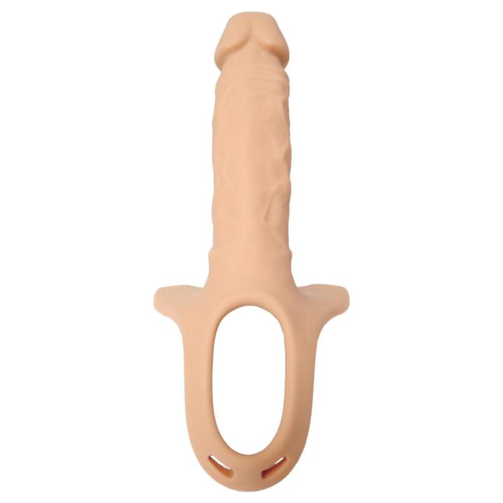 Silikonowa proteza strap-on hollow z pasem na rzep