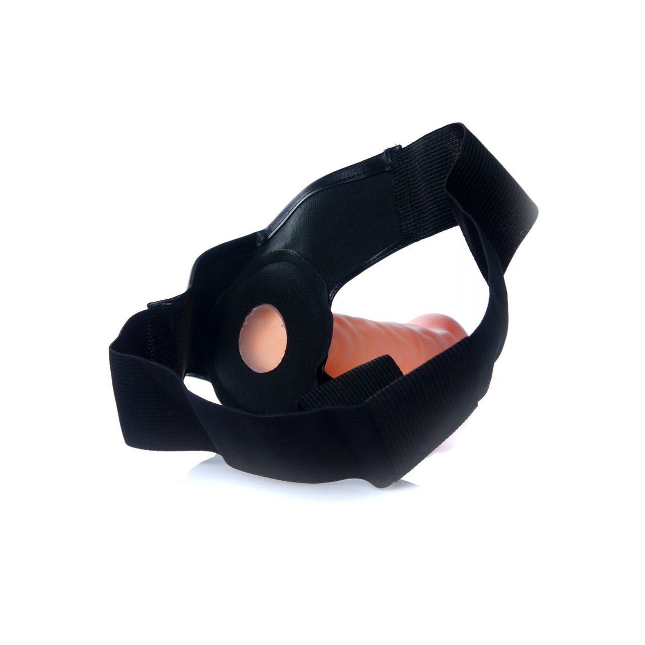 Wibrująca proteza hollow strap-on 20 cm – realistyczna powłoka, 12 trybów | Loris.pl