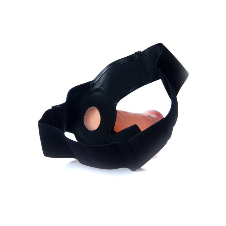 Wibrująca proteza hollow strap-on 20 cm – realistyczna powłoka, 12 trybów