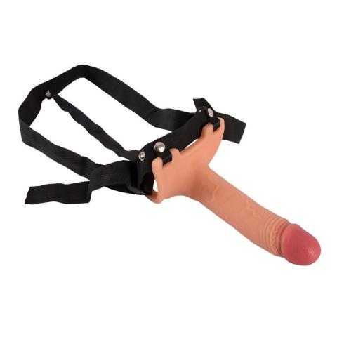 Realistyczny rękaw strap-on wydłużający i pogrubiający z regulowanym pasem