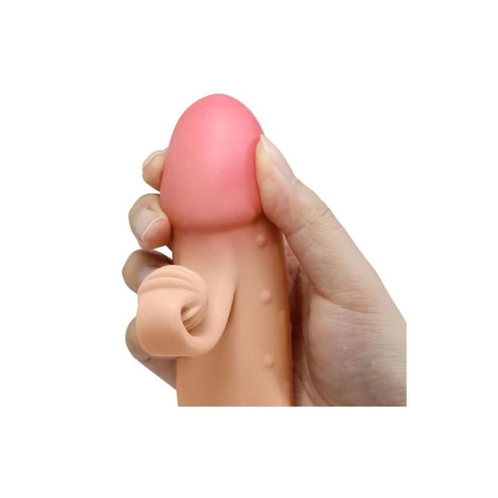 Wibrująca nakładka na penisa z pierścieniem | Realistyczna tuleja TPE