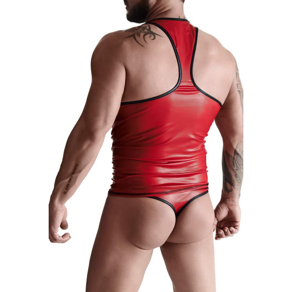 Męski T-shirt z wielooka bez rękawów w kolorze gorącej czerwieni