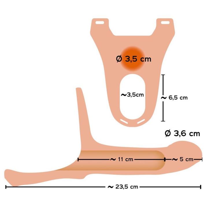 Strap-on przedłużający o 5 cm – pusty w środku, regulowane pasy
