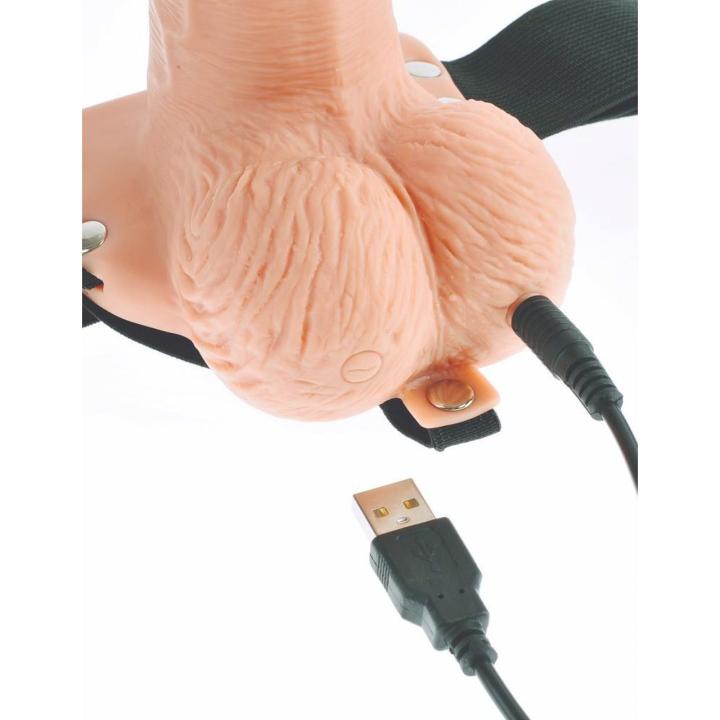 Wibrująca proteza strap-on z pilotem 17,8 cm | Ładowanie usb
