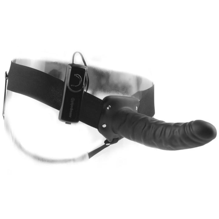 Wibrujący pusty strap-on 20 cm z pilotem i regulowanym pasem