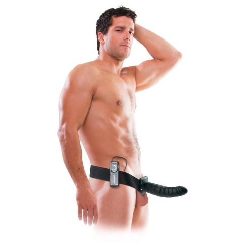 Wibrujący pusty strap-on 20 cm z pilotem i regulowanym pasem