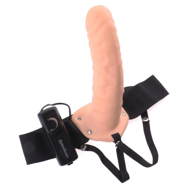 Puste dildo strap-on z wibracjami 20 cm – regulowana uprząż, pilot | Loris.pl