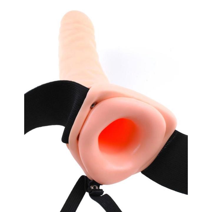Puste dildo strap-on z wibracjami 20 cm – regulowana uprząż, pilot