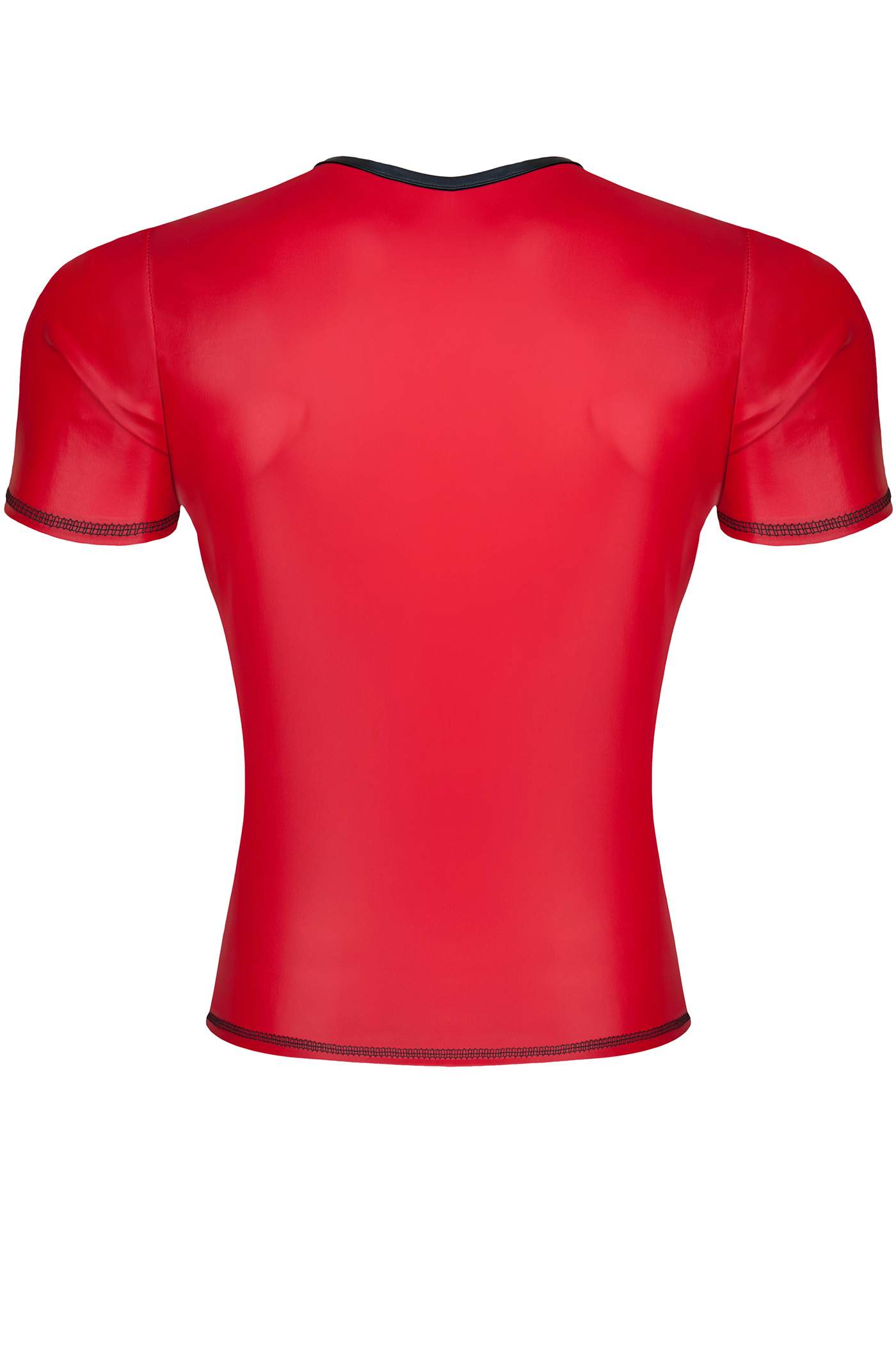 Czerwona koszulka w serek z wetlook dla mężczyzn 