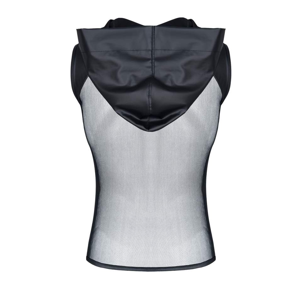 Męska koszulka bez rękawów z kapturem w czarnym kolorze