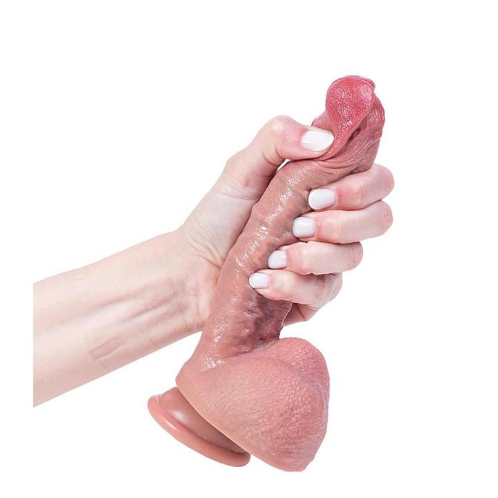Realistyczne dildo silikonowe 21 cm z przyssawką | Elastyczne