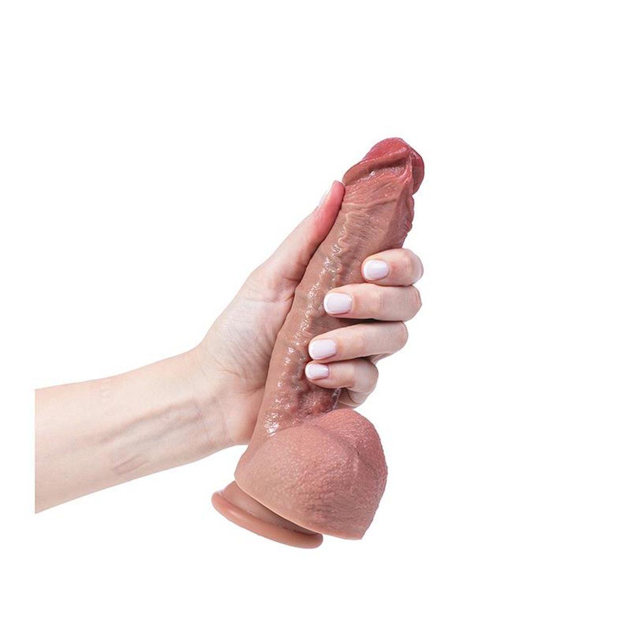 Realistyczne dildo silikonowe 21 cm z przyssawką | Elastyczne | Loris.pl