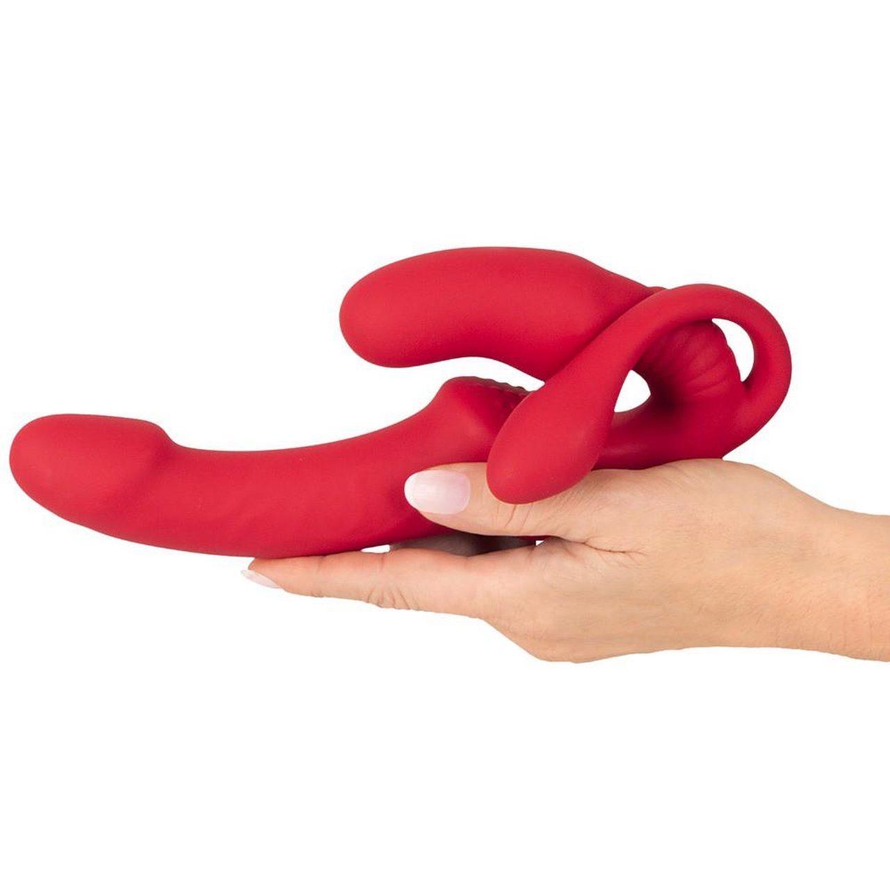 Bezpasowy strap-on 3w1 z potrójną wibracją i pilotem | Loris.pl