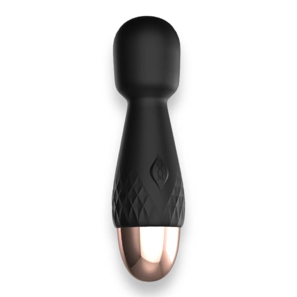 Czarny mini masażer różdżka z silikonu, wodoodporny USB- 11,6cm