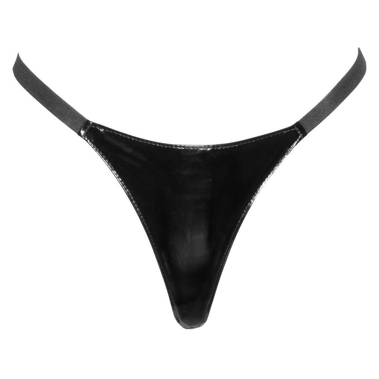 Czarne lakierowane stringi S-L – połysk i dopasowanie | Loris.pl