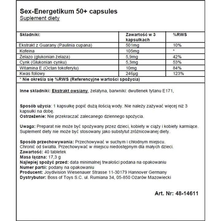 Kapsułki na wigor dla mężczyzn 50+ 40 szt. | Loris.pl
