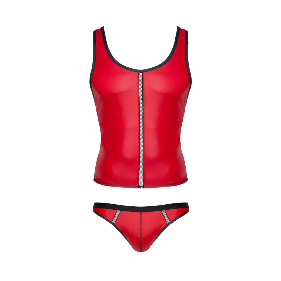 Czerwony komplet dla mężczyzn w postaci koszulki i stringów