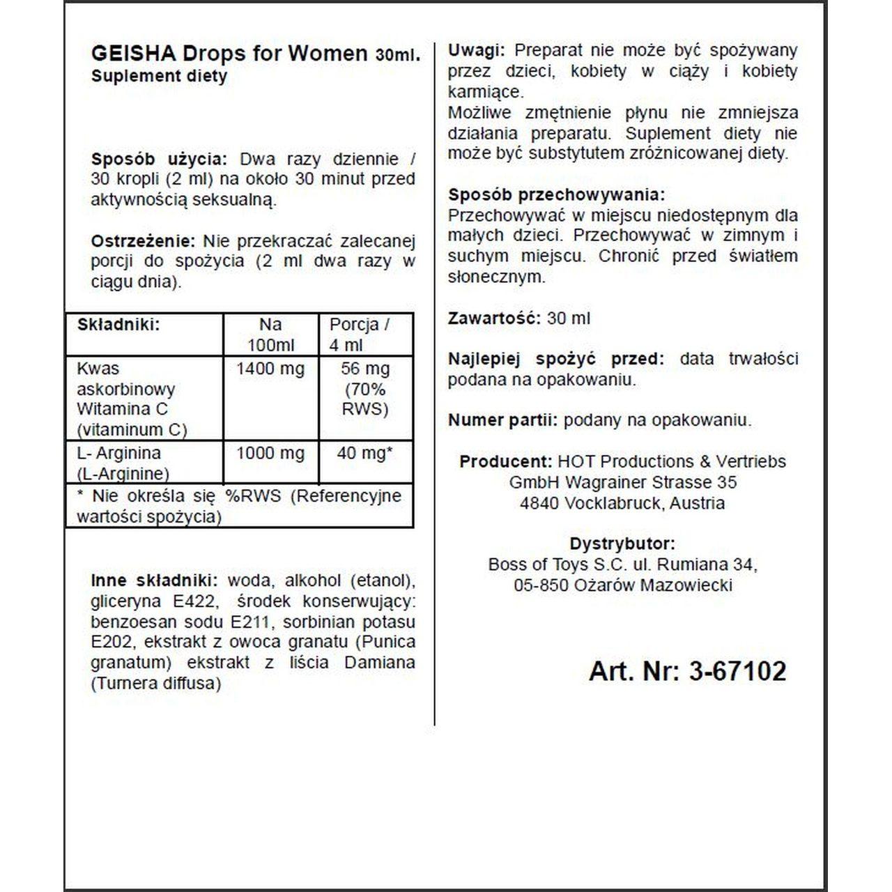 Krople afrodyzjak dla kobiet 30 ml do napojów – pobudzenie i libido | Loris.pl