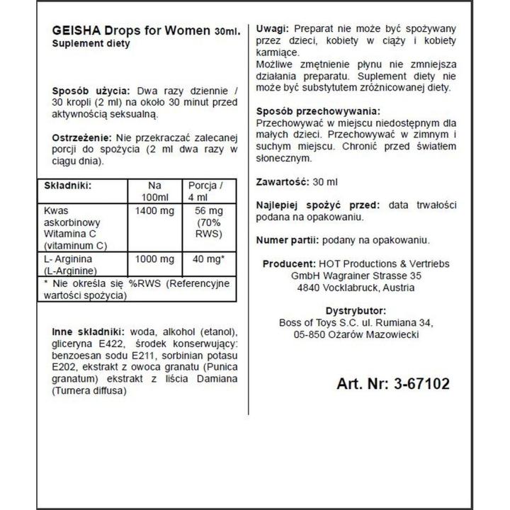 Krople afrodyzjak dla kobiet 30 ml do napojów – pobudzenie i libido | Loris.pl