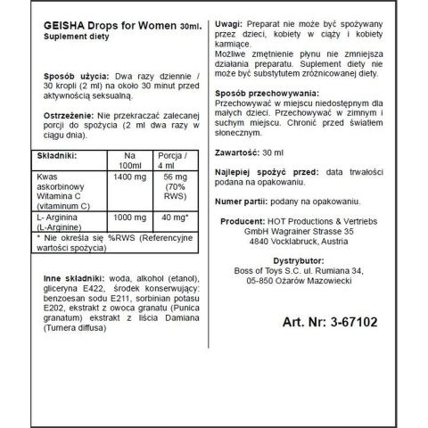 Krople afrodyzjak dla kobiet 30 ml do napojów – pobudzenie i libido