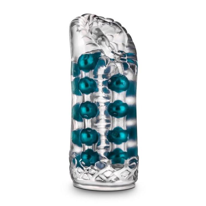 Przezroczysty masturbator z perełkami i żebrowaniem | Loris.pl