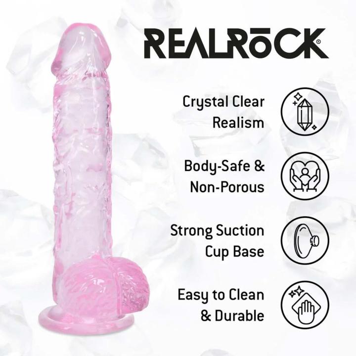 Realistyczne dildo z jądrami 12,7 cm różowe z przyssawką