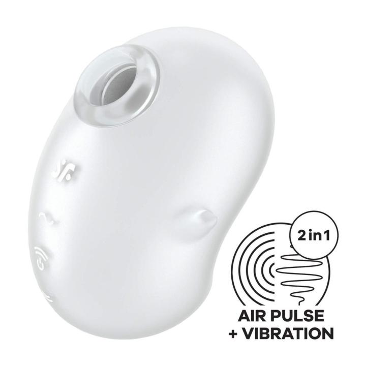 Biały stymulator łechtaczki air pulse + wibracje, IPX7