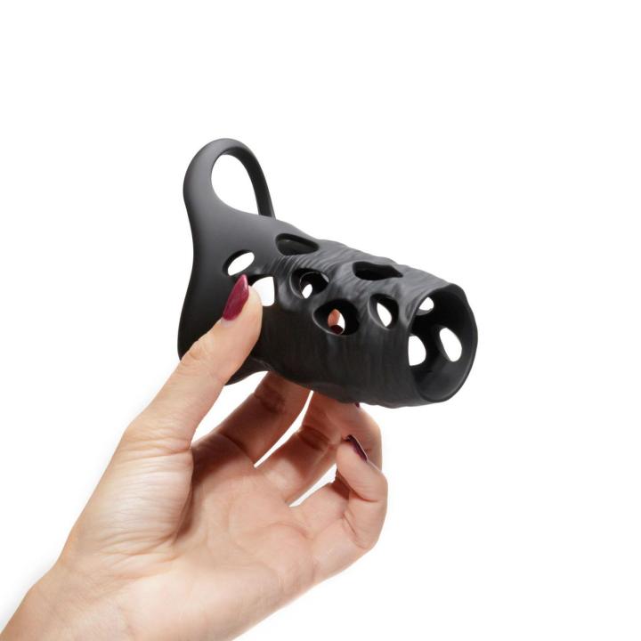 Wibrująca nakładka przelotowa na penisa 12 cm | 9 trybów | Loris.pl