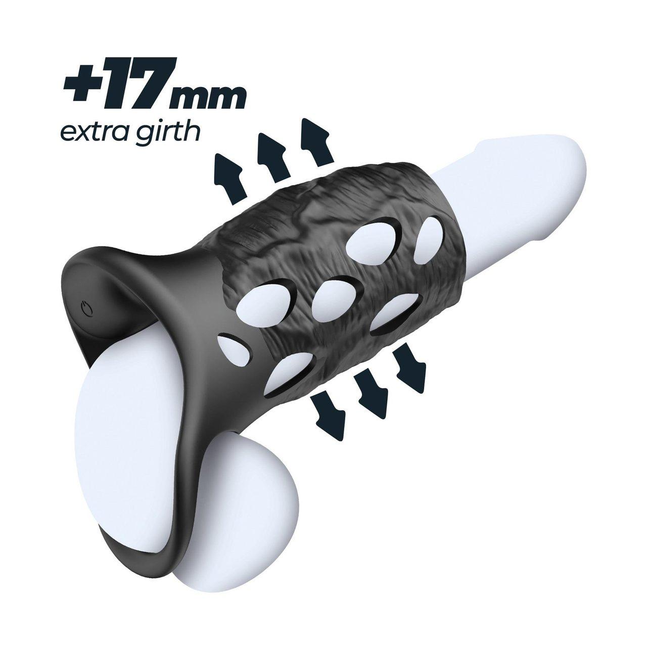 Wibrująca nakładka przelotowa na penisa 12 cm | 9 trybów | Loris.pl