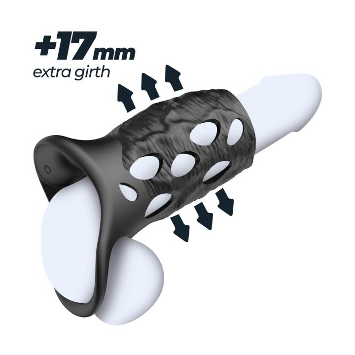 Wibrująca nakładka przelotowa na penisa 12 cm | 9 trybów | Loris.pl