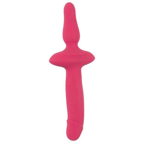 Podwójny wibrator 2w1 z korkiem analnym usb | Wodoodporny soft touch
