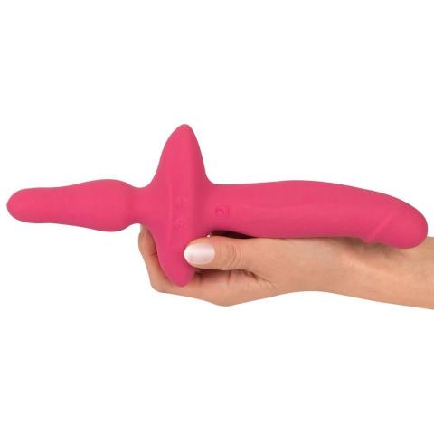 Podwójny wibrator 2w1 z korkiem analnym usb | Wodoodporny soft touch