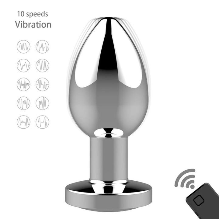 Metalowy plug analny wibrujący z pilotem usb 10 trybów