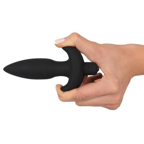 Wibrujący plug analny 5 trybów | Silikonowy czarny 13 cm
