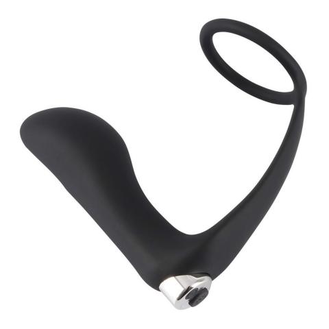 Wibrujący plug analny z pierścieniem i mostkiem krocza 10 trybów
