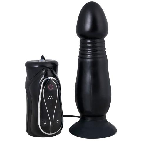 Wibrujący korek analny z pchnięciami i przyssawką 16 cm