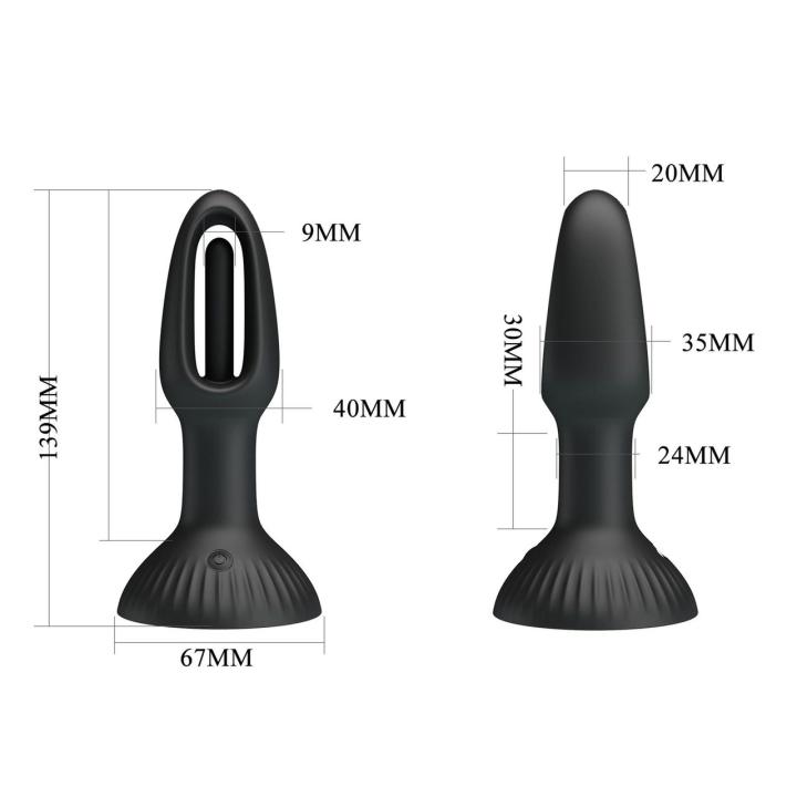 Silikonowy plug analny do prostaty z języczkiem i 7 trybami