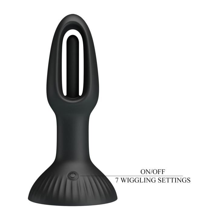 Silikonowy plug analny do prostaty z języczkiem i 7 trybami