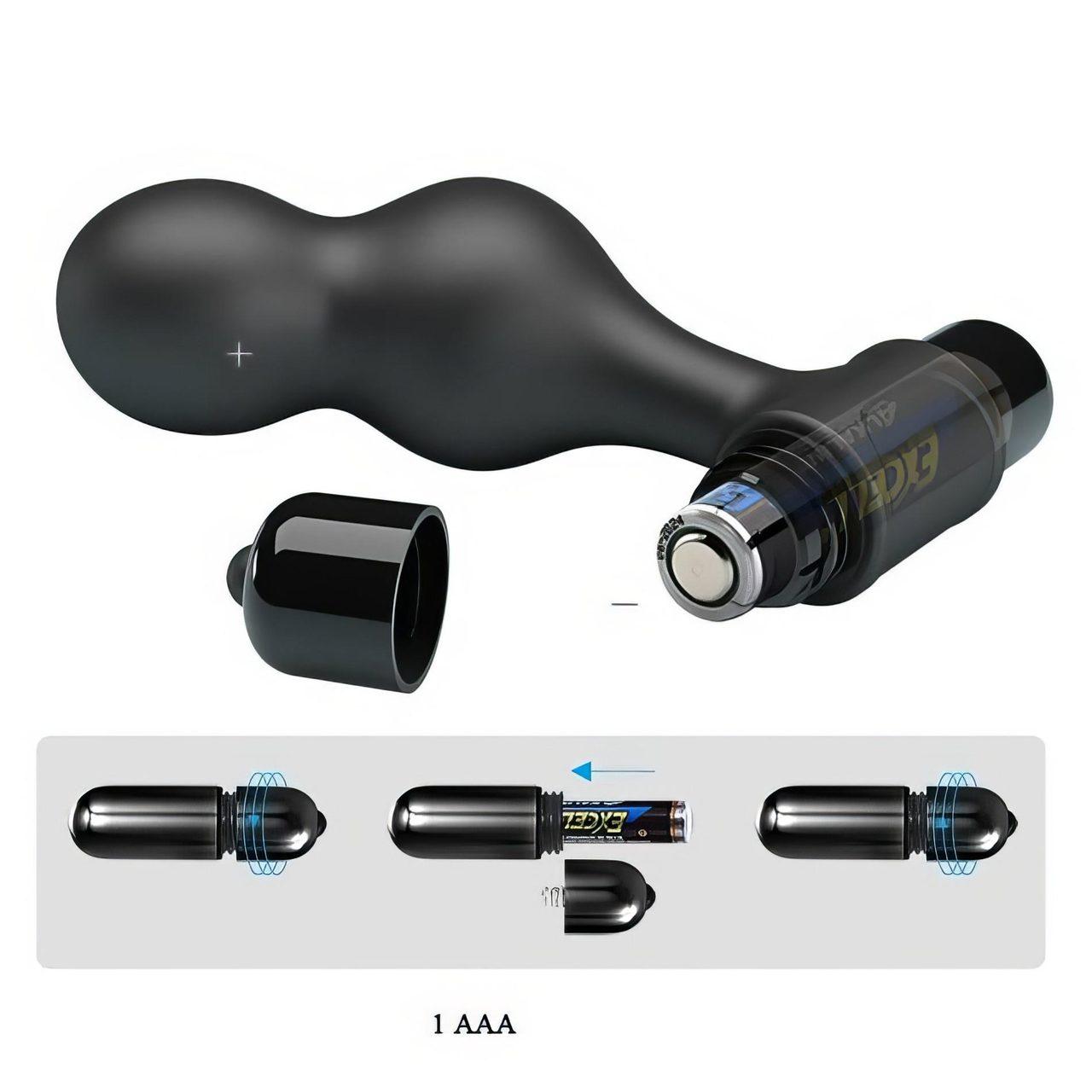 Wibrujący korek analny silikonowy 10 trybów czarny | Loris.pl