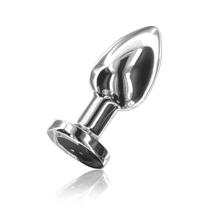 Srebrny wibrujący korek analny ze stali 7,6 cm | 10 trybów | usb