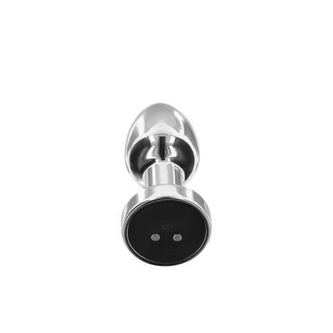 Srebrny wibrujący korek analny ze stali 7,6 cm | 10 trybów | usb