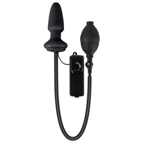 Nadmuchiwany plug analny z wibracjami 12 cm czarny