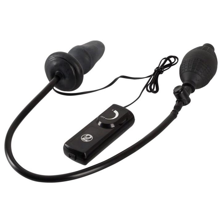 Nadmuchiwany plug analny z wibracjami 12 cm czarny