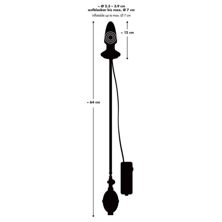 Nadmuchiwany plug analny z wibracjami 12 cm czarny