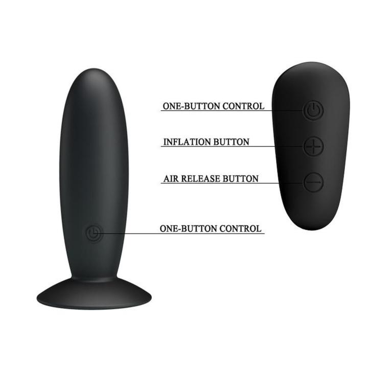 Wibrujący plug analny z pilotem USB - 12 trybów, silikon, czarny